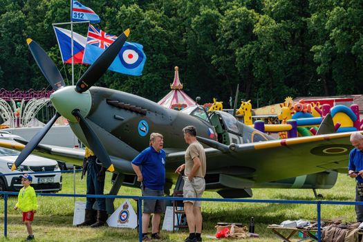 Breclav, Czech Republic - July 02, 2022 Aviation Day. Supermarine Spitfire Czech Republic. Model aircraft of 312 Squadron RAF