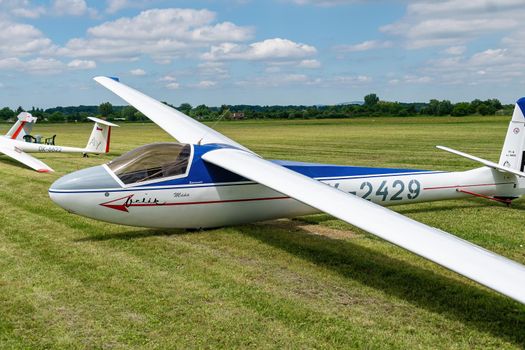 Breclav, Czech Republic - July 02, 2022 Aviation Day. VT-16 Orlik sprt motorless aircraft for recreational sailing