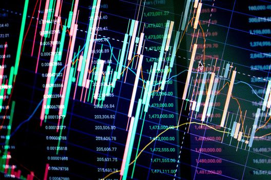 business graph charts of financial concept.Stock market exchange trading graph analysis investment indicator