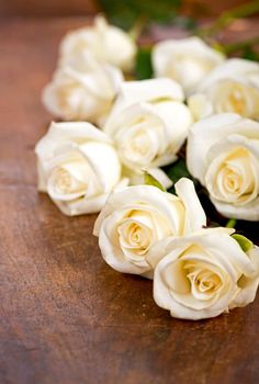 bouquet of white rose with green leaves