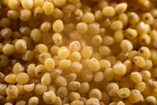 Millet groats in extreme close-up. Top view