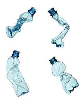 collection of various plastic bottles on white background. each one is shot separately