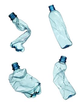 collection of various plastic bottles on white background. each one is shot separately