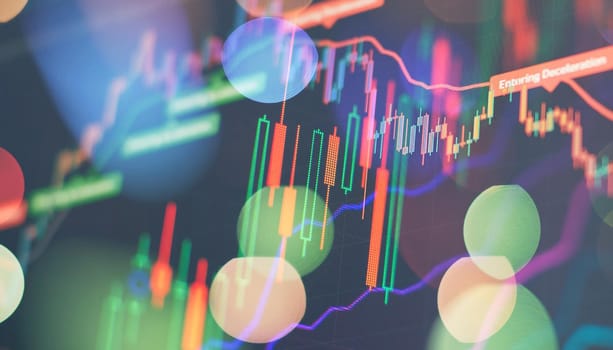 Trading chart and candlestick chart suitable for financial investment ideas, economic trends, background for all business ideas and art designs