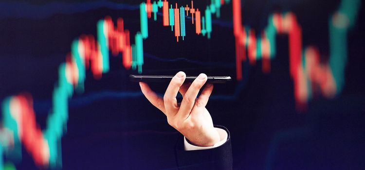 Market economy graph statistic showing growth of profit analyzing financial exchange on increase digital money background with trade chart finance data