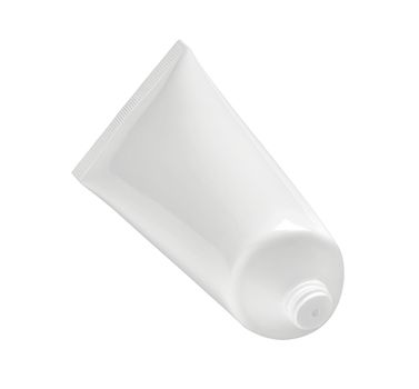 close up of a white beauty cream or a toothpaste tube on white background