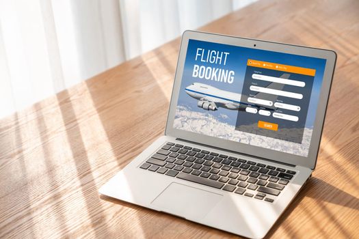 Online flight booking website provide modish reservation system . Travel technology concept .