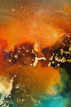 Marble ink abstract art from exquisite original painting for abstract background . Painting was painted on high quality paper texture to create smooth marble background pattern of ombre alcohol ink .