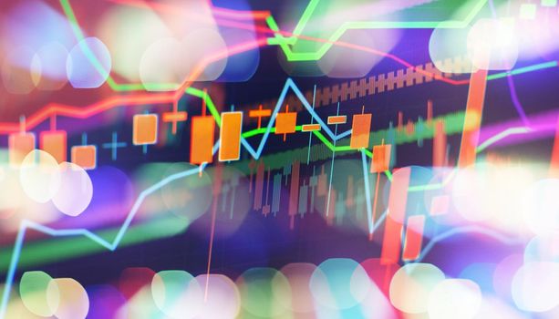Stock exchange market graph analysis. Digital analytics and statistics. Stats and economy.