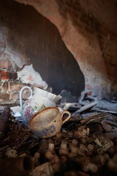 Abandoned building after fire. Shallow dof.