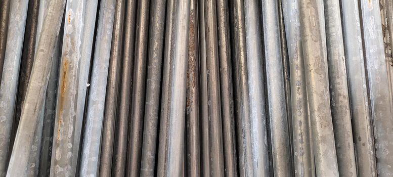 metallic background of construction pipes on a construction site in Brazil