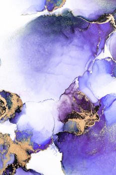 Purple gold abstract background of marble liquid ink art painting on paper . Image of original artwork watercolor alcohol ink paint on high quality paper texture .