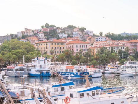 Panoramic view of La Spezia at sunset