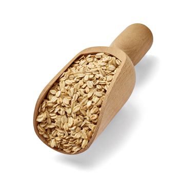 Close up of oat oatmeal granula on white background