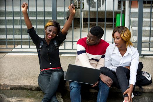 Collaborator of the creative team or students in project meeting outside. Start-up or teamwork concept