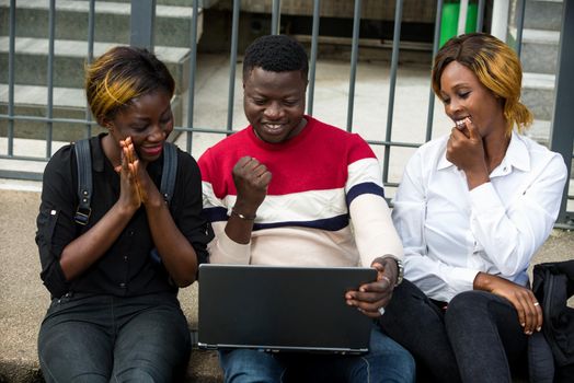 Collaborator of the creative team or students in project meeting outside. Start-up or teamwork concept