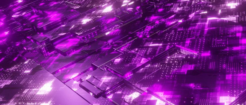 Abstract Amazing Sci-fi Hi-tech Equipment Or Facility Different Moods Digital Deep Violet Illustrative Banner Background Wallpaper Different Concepts 3D Render