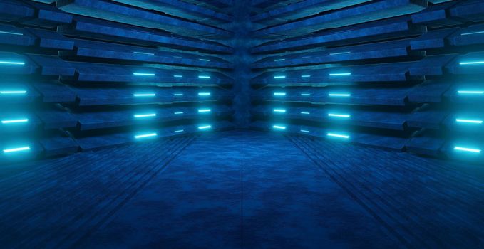 Futuristic Technology Garage Tunnel Underground With Cement Concrete Floor Blush Blue Banner Background Wallpaper Concept Of The Future