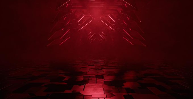 Abstract SciFi Mysterious Volumetrics Deep Red Digital Background 3D Render