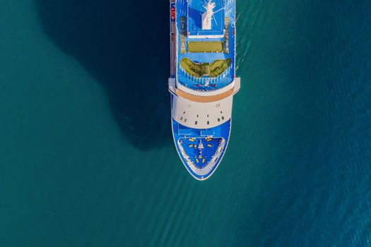 Luxury passenger liner in the bay of Kotor with travel returning after the Covid 19 pandemic.