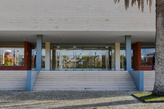 Figueira da Foz, Coimbra, Portugal: October 26, 2020: Exterior view of the CAE arts and entertainment center (Centro de Artes e Espectaculos) on a fall day