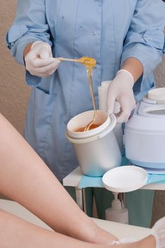 sugaring wax at a professional cosmetologist. High quality photo