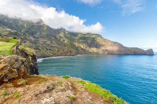 view from the crane viewpoint on the Guindaste mirador on the island of Madeira on a winter day