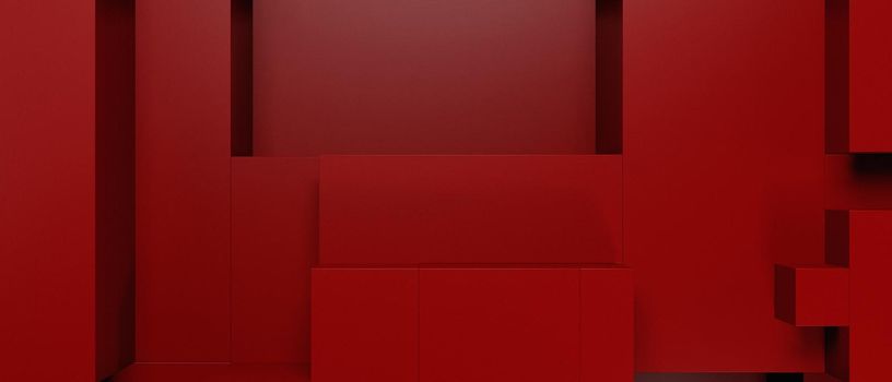 Abstract Creative Futuristic Block Cubes Modern Dark Red Background 3D Illustration