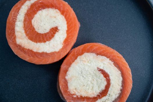Salmon roll with mozzarella. Semi-finished dish