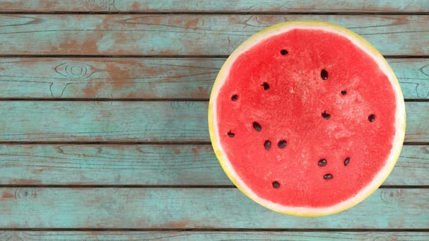 sliced watermelon on a wooden background 3d-rendering.