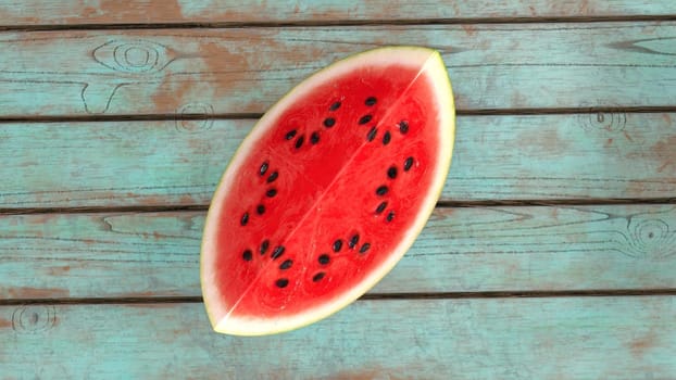 sliced watermelon on a wooden background 3d-rendering.