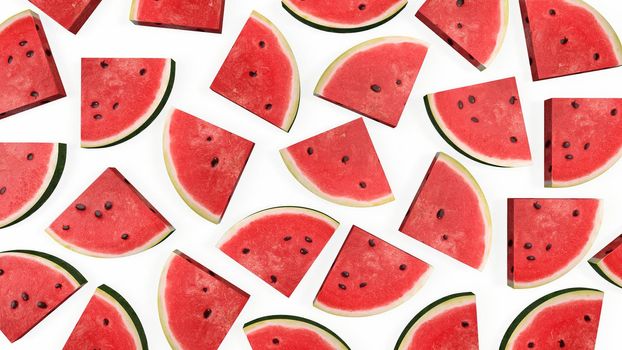 watermelon slice on white background. Summer color. 3d-rendering.