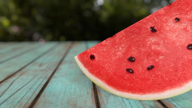 sliced watermelon on a wooden background 3d-rendering.