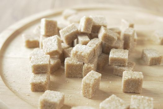 close up of brown sugar cube on table ,