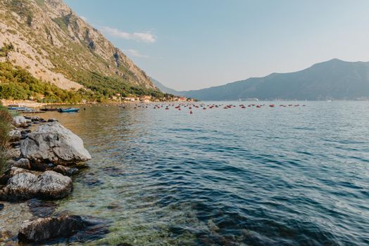 Oyster farm in the Bay of Kotor, Montenegro. High quality photo