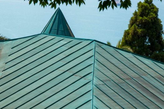 Green roof background, metal roof