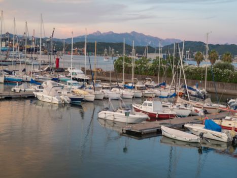 Panoramic view of La Spezia at sunset