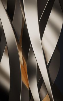 Metallic curve geometry background, 3d rendering. Computer digital drawing.