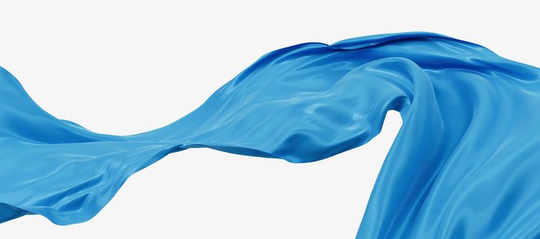 Flowing blue wave cloth, 3d rendering. Computer digital drawing.