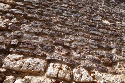 Close-up of old Coral brick rock wall. 