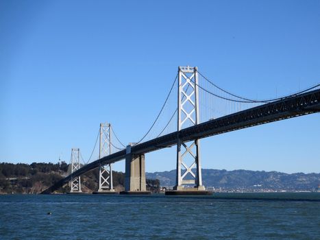 San Francisco Bay Bridge going into Yerba Buena Island in California.