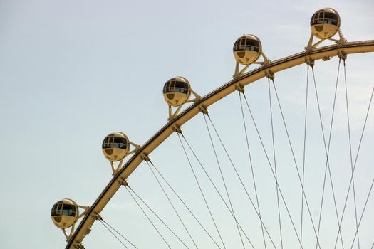 LAS VEGAS - JUNE 27, 2015 - Close-up of The High Roller Wheel at dawn at the center of the Las Vegas Strip on June 27, 2015 in Las Vegas. The High Roller is the world's largest observation wheel.