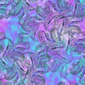 Seamless pattern with layered wood fungus texture. Surreal abstract background in bright colors.