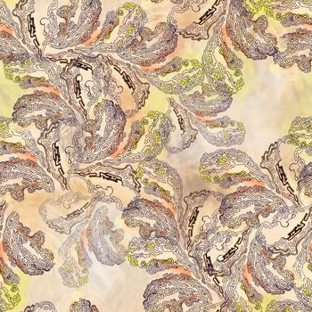 Seamless pattern with layered wood fungus texture. Surreal abstract background in bright colors.