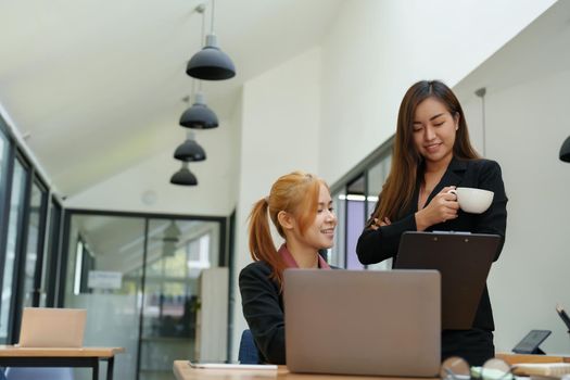 Portrait of an Asian businesswoman consulting, start up a marketing plan to meet the needs of customers in office room