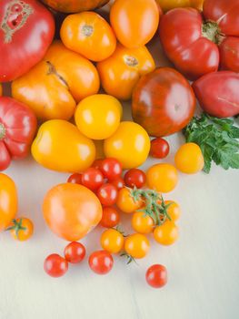 variety of ripe colourful organic tomatoes. High quality photo