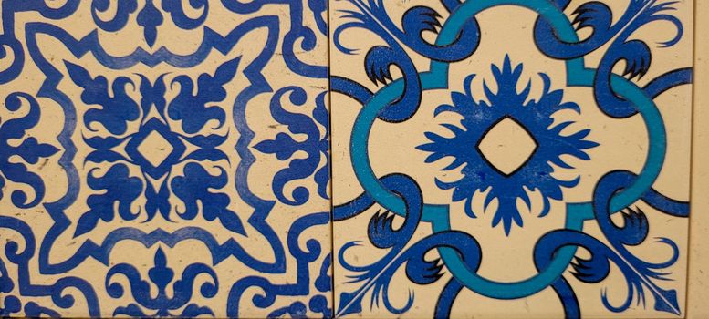 blue and white portuguese tile with drawings that can be used as a background