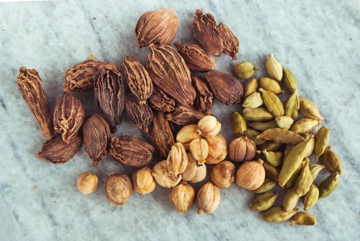 bunch of three types of cardamom. High quality photo