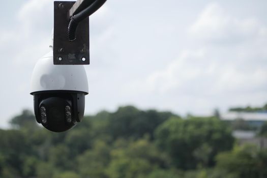 CCTV security camera operating outdoor ,