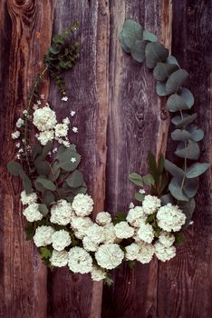 rustic style floral composition with white spring flowers. High quality photo